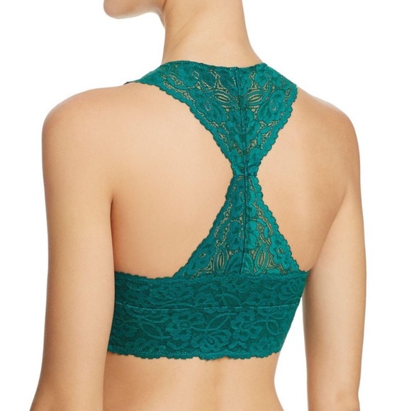 People Galloon Lace Racerback Bralette XS Small Wireless Soft Green - Picture 2 of 8